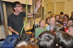 Physicist David Tucker-Smith welcomed local fourth-graders to his lab.