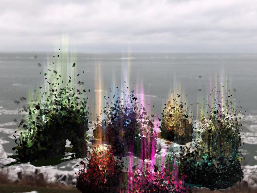 Using the 4th Wall App to project art work onto Lake Erie.