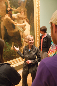 Art professor Carol Ockman and her students at the Williams College Museum of Art.