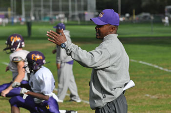 Coach Kelton on the football field