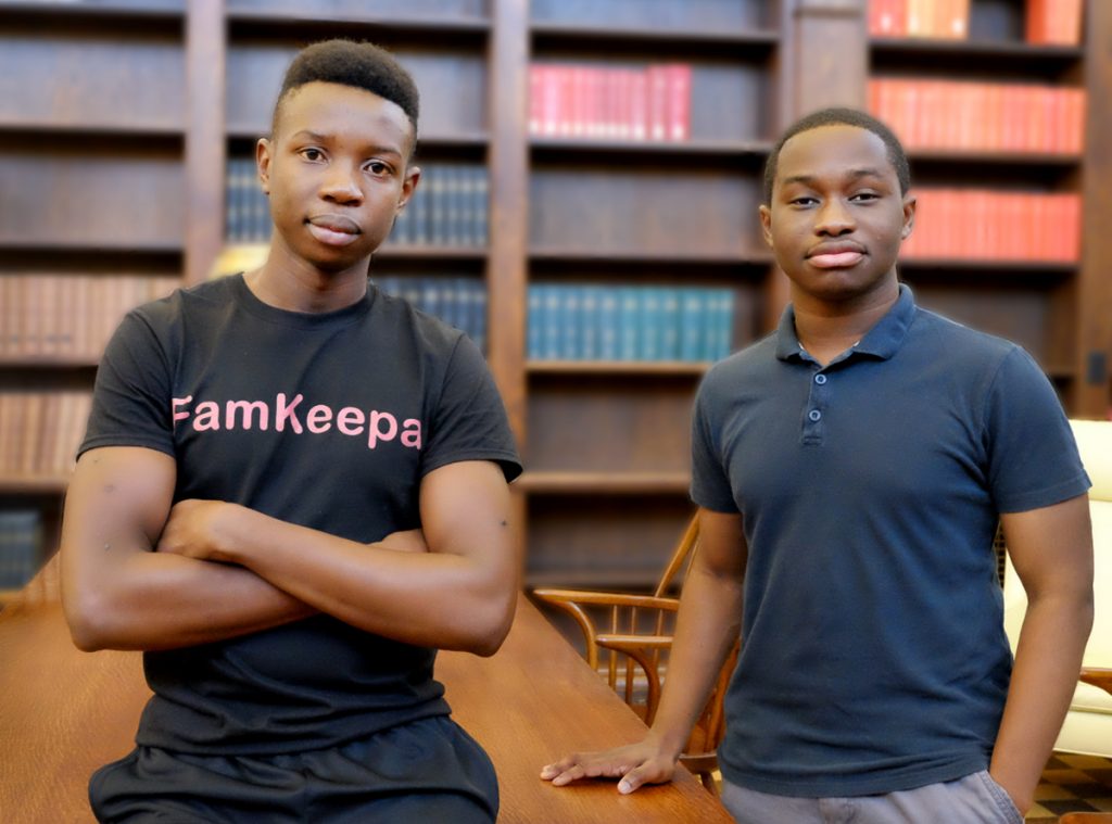 A photo of Tafara Makaza, Class of 2020, on the left, and Sean Ninsing, Class of 2019, creators of FamKeepa
