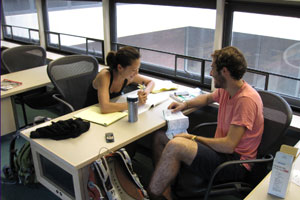 Students study in Sawyer