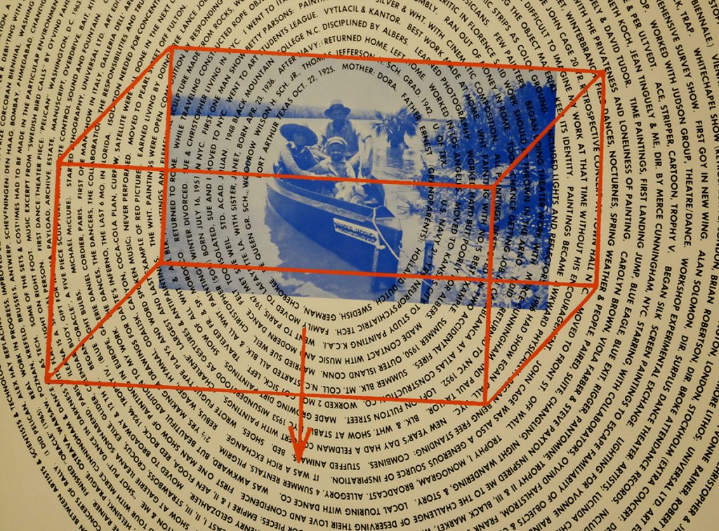 Close up of Rauschenberg lithograph called "Autobiography."