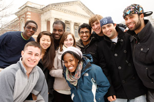 students in snow