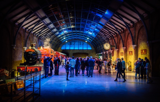 A recreation of Platform 9 3/4 from Warner Brothers Studio Tour London: The Making of Harry Potter